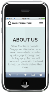 Silentfrontier website in iPhone browser